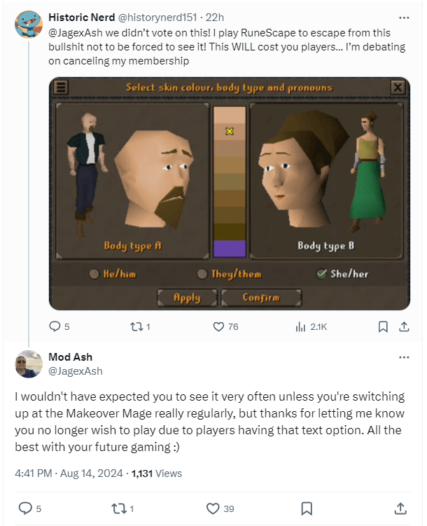 Old School Runescape Program Manager Dismisses Players Announcing