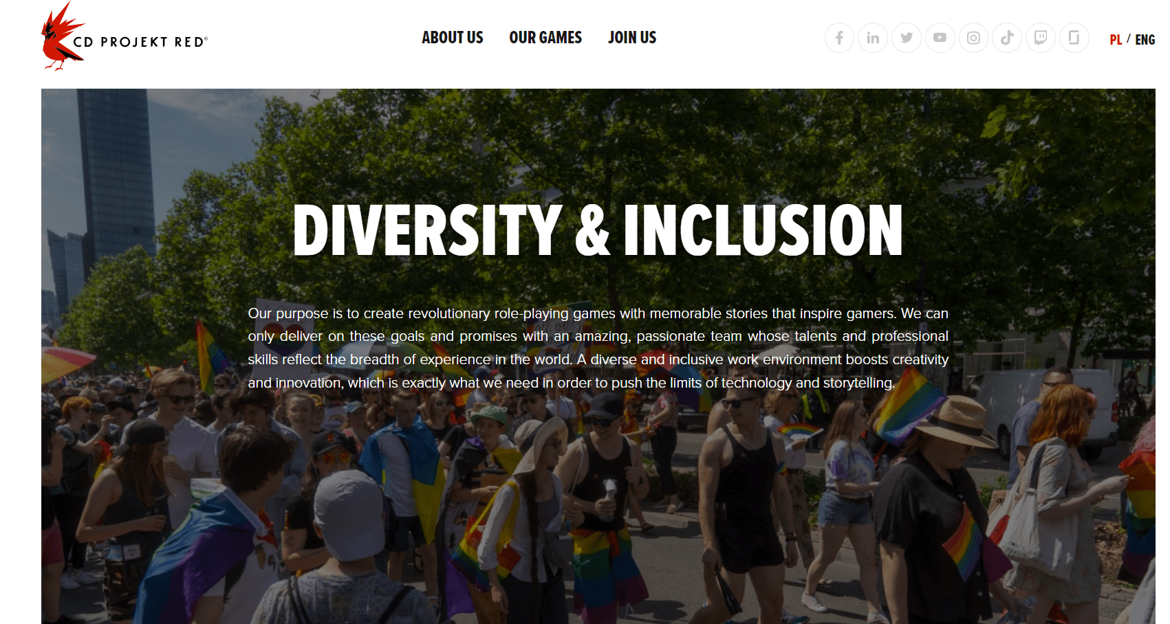 CDPR Diversity and Inclusion Page