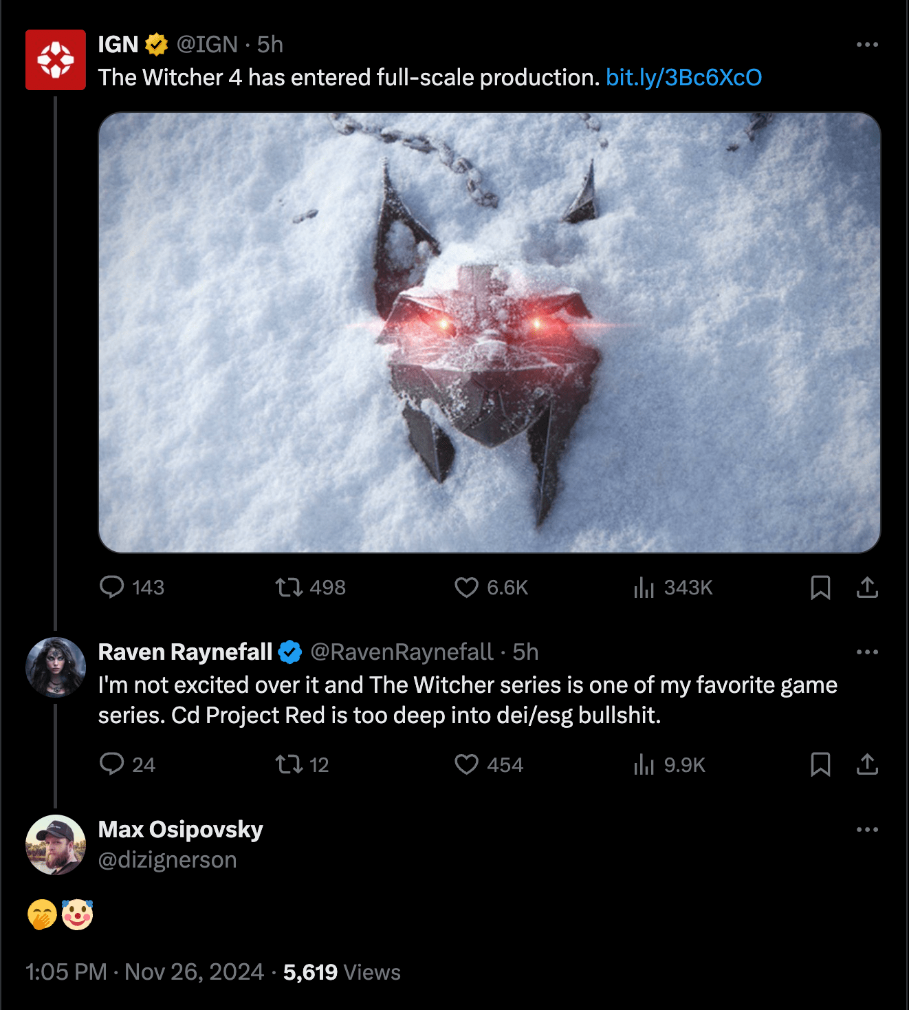 A tweet in which a CDPR employee mocks a player