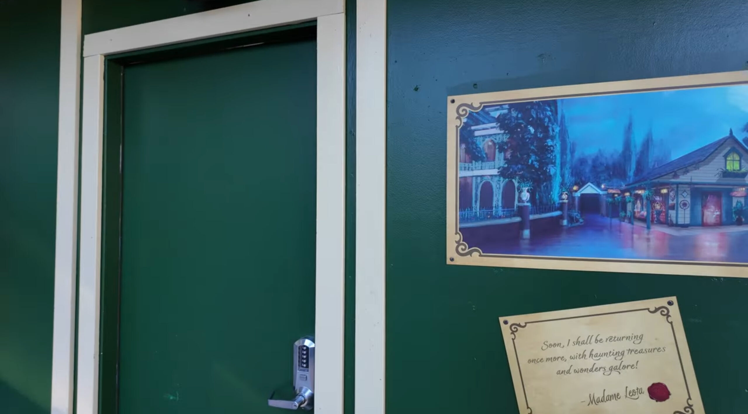 Construction wall outside haunted mansion gift shop in Disneyland