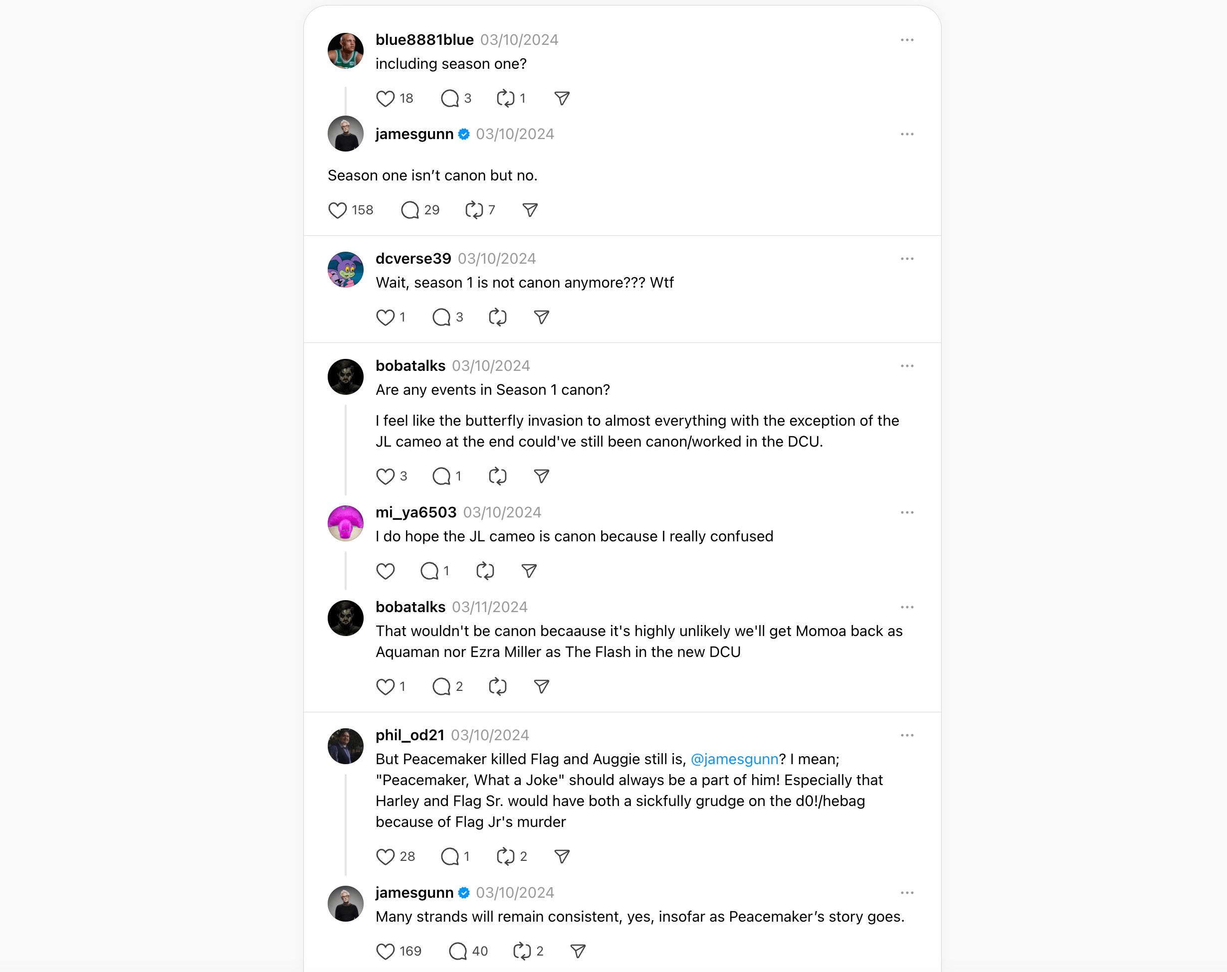 James Gunn Peacemaker Threads