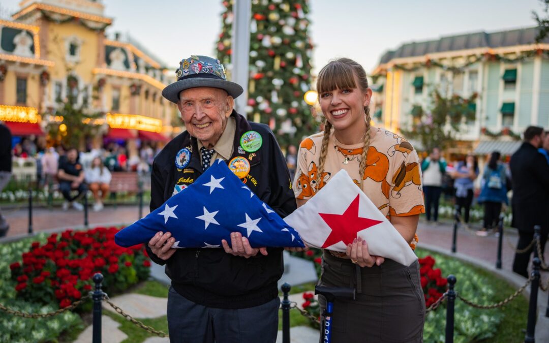 Disneyland Honors 101-Year-Old World War 2 Veteran and Hero in Special Flag Retreat Ceremony