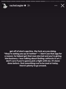 A social media post from Rachel Zegler about Donald Trump and his supporters