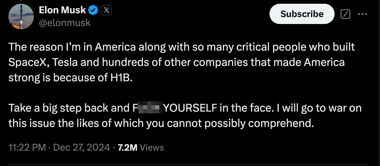Elon H1B Tweet