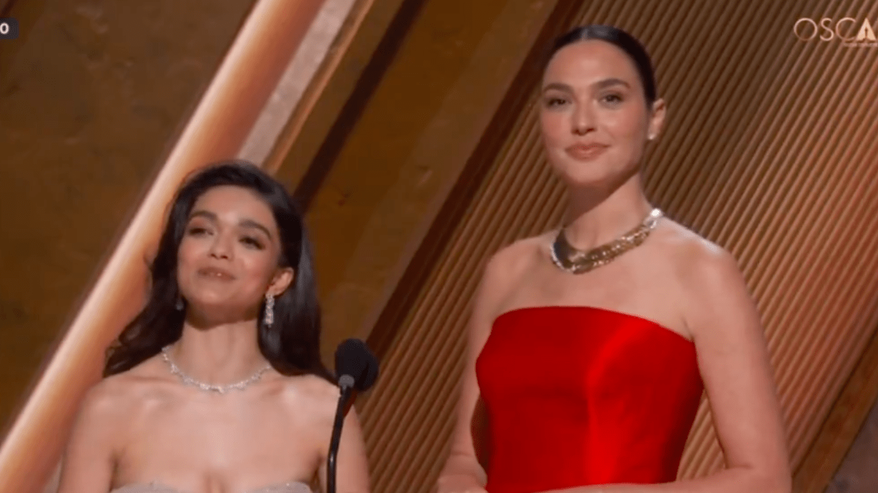 Gal Gadot and Rachel Zegler present together at the Oscars