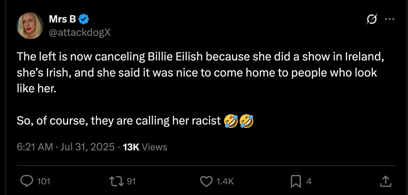 Billie Eilish Tweet