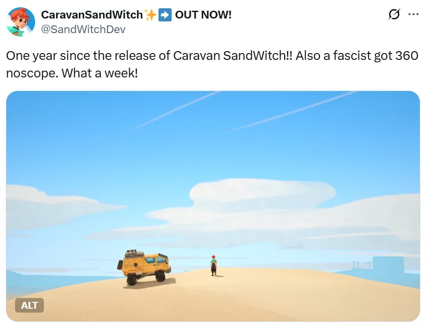 A post from Caravan SandWitch mocking the death of Charlie Kirk