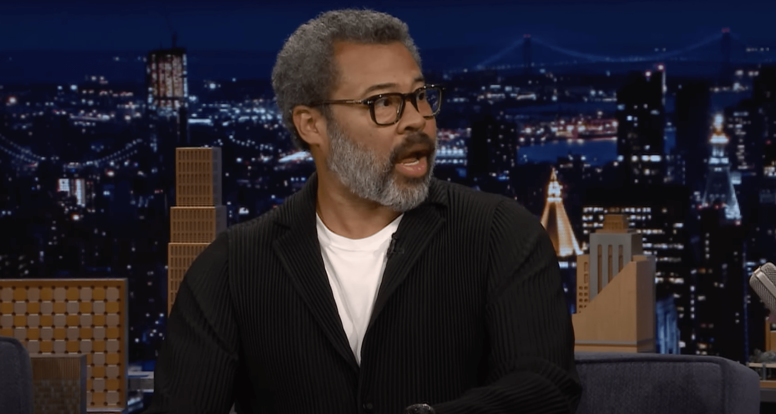 Jordan Peele shocked expression on the Tonight Show