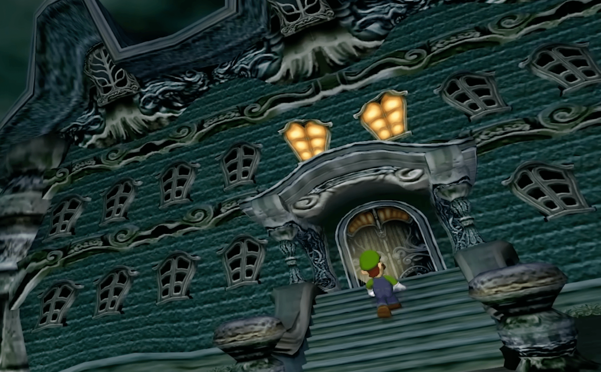 Luigi walks into mansion