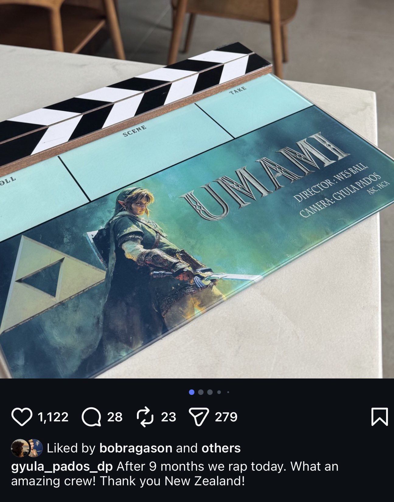 An Instagram post showing Link from the Zelda movie