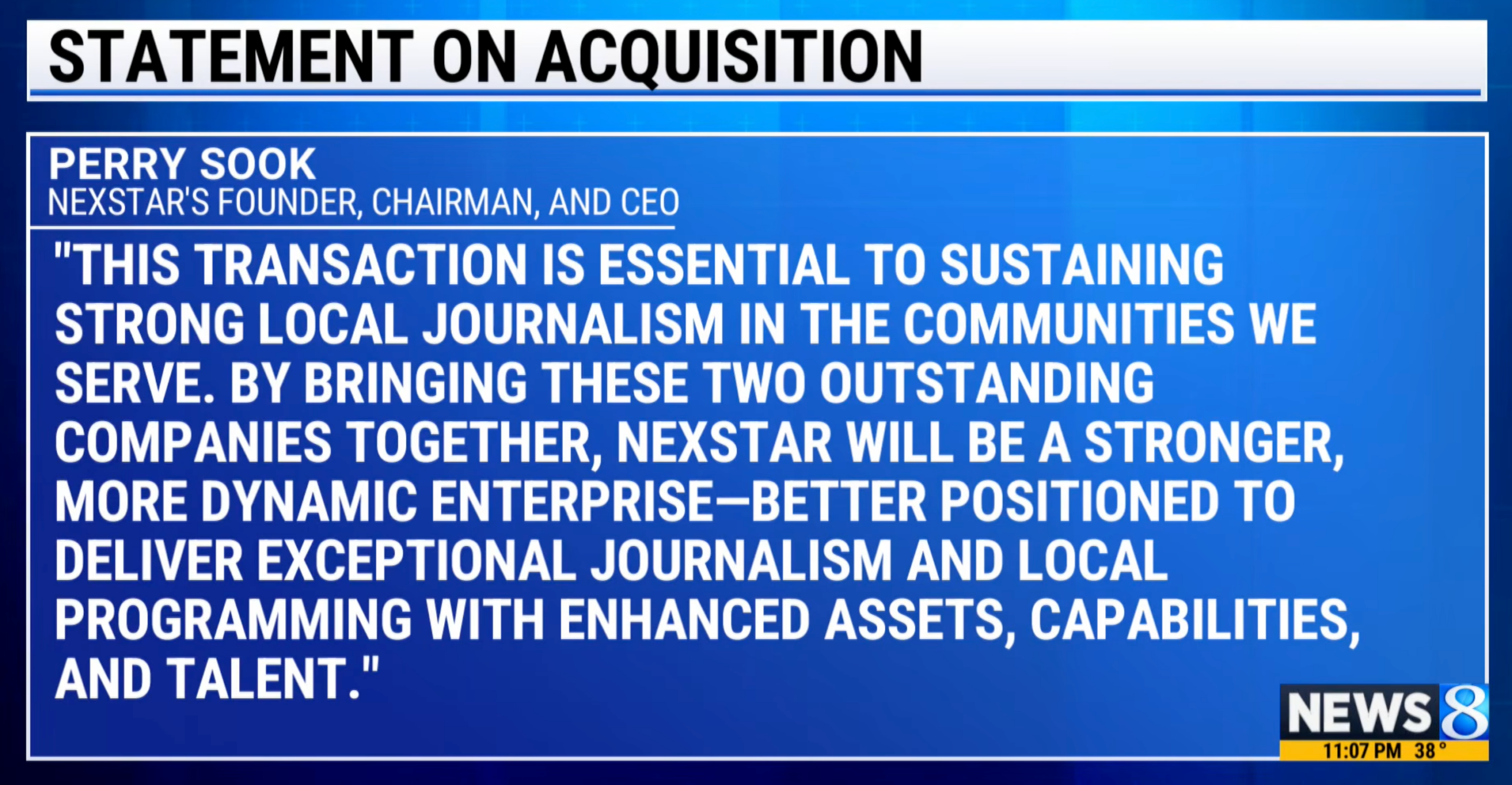 Statement from Nexstar on Merger
