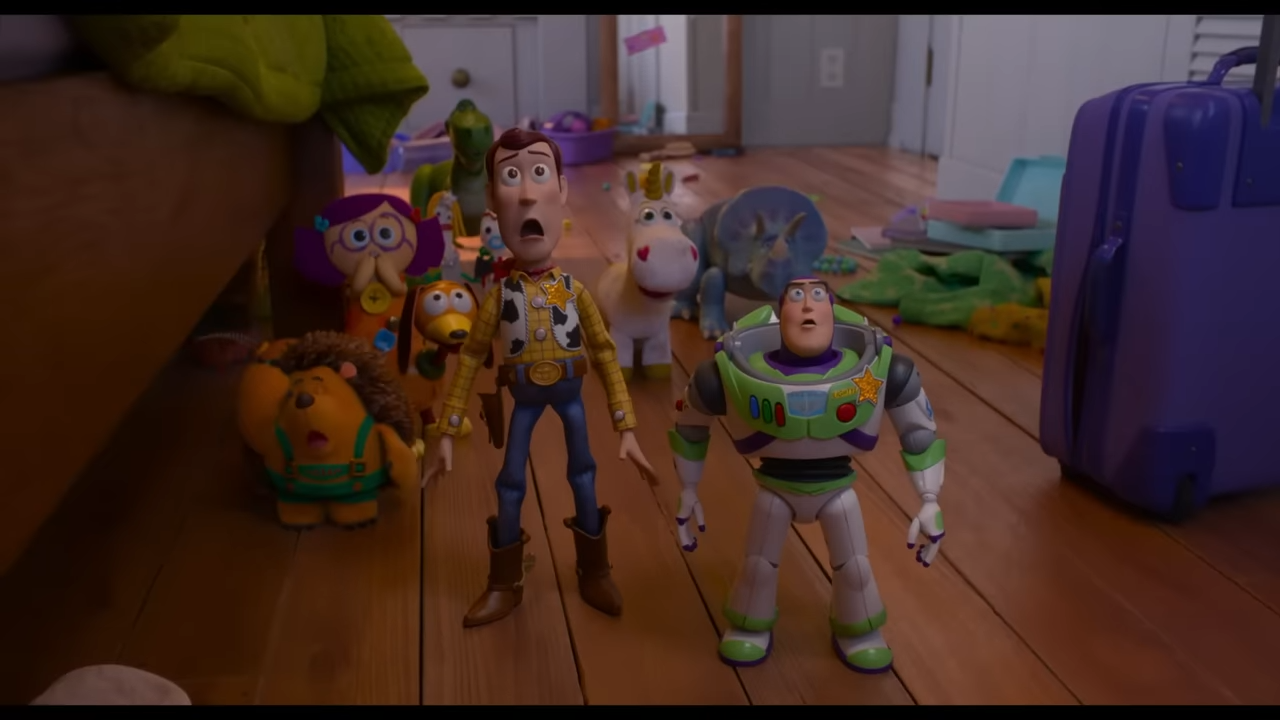 The cast of Toy Story looking shocked