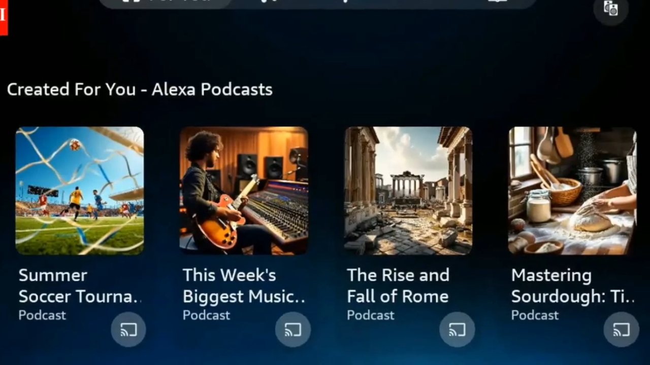 Screenshot of example AI podcasts through Alexa