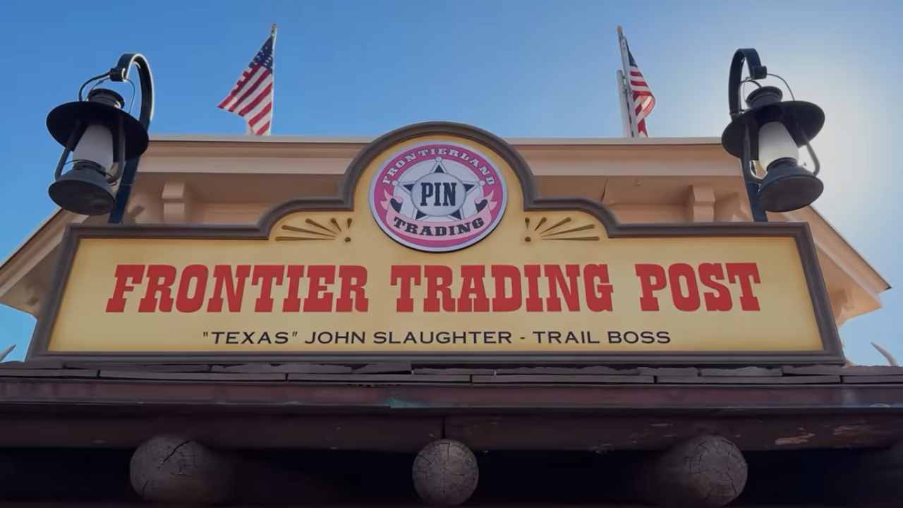 Sign for Frontierland Trading Post at Disneyland