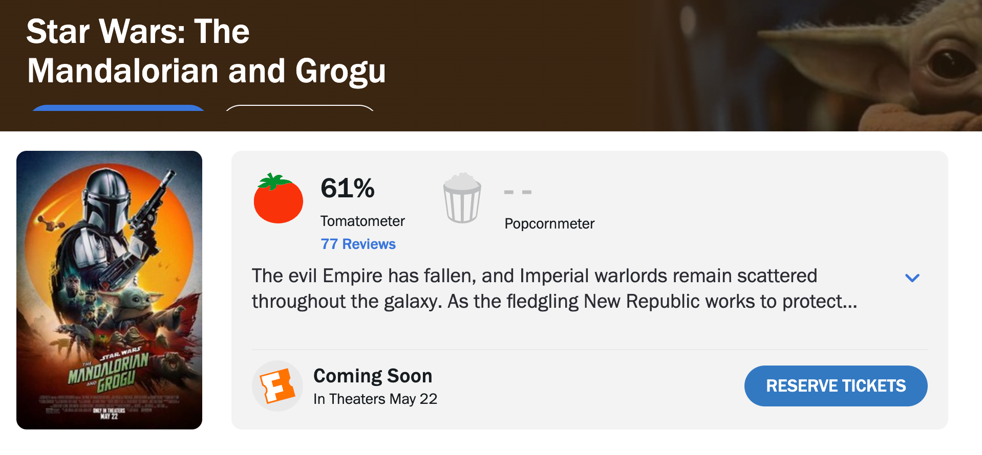 The Mandalorian and Grogu Rotten Tomatoes Scores