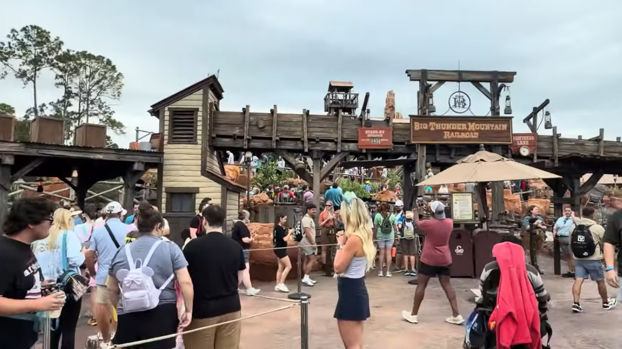 Long Queue Line Outside Big Thunder Mountain Railroad on Re-Opening Day