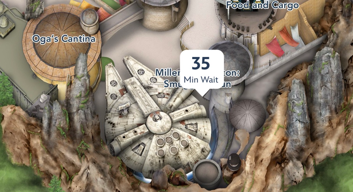The posted wait time for Millennium Falcon Smugglers Run at Disney's Hollywood Studios on May 25, 2026