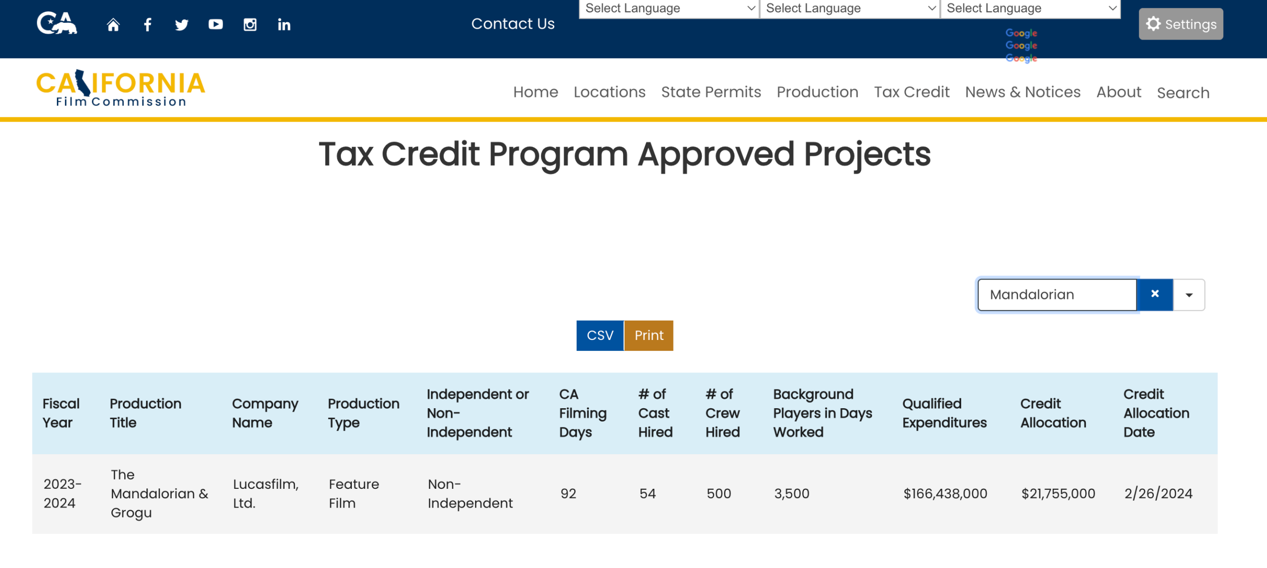 The Mandalorian tax credit filing