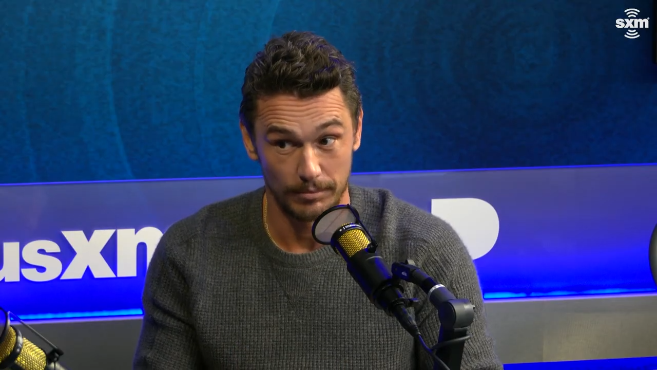 James Franco raises his eyebrows to make a serious point in an interview
