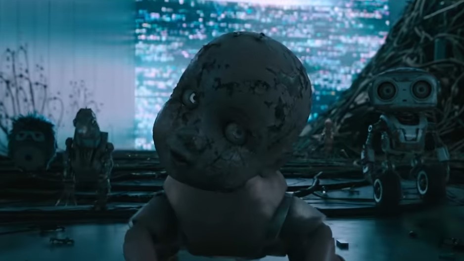A creepy babydoll robot
