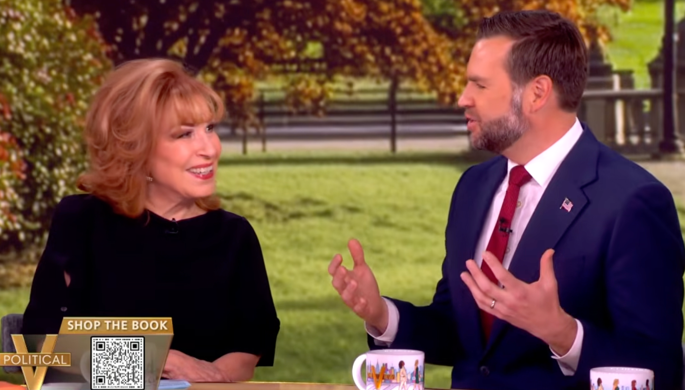 Joy Behar speaking to JD Vance on The View