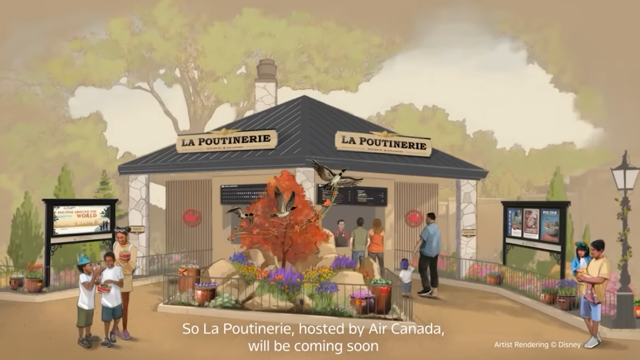 Concept Art for Canadian kiosk with maple tree and geese as decor