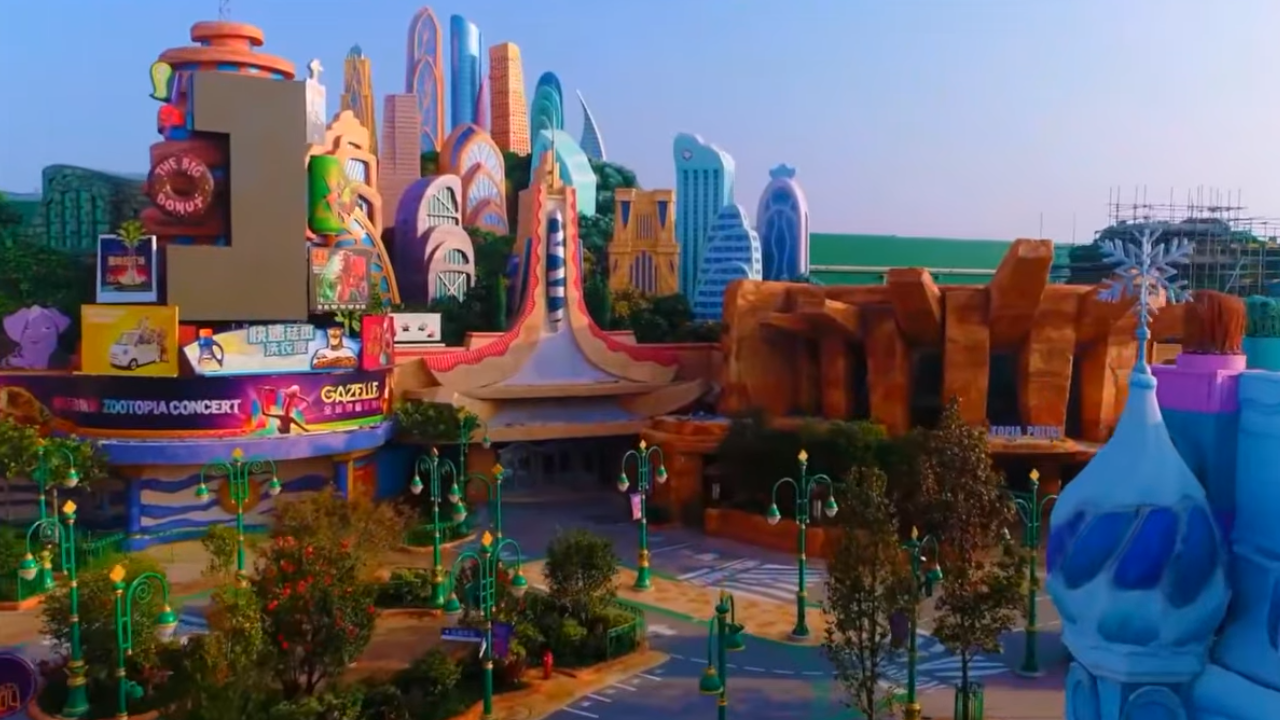 Colorful Cityscape featuring Zootopia characters and sights