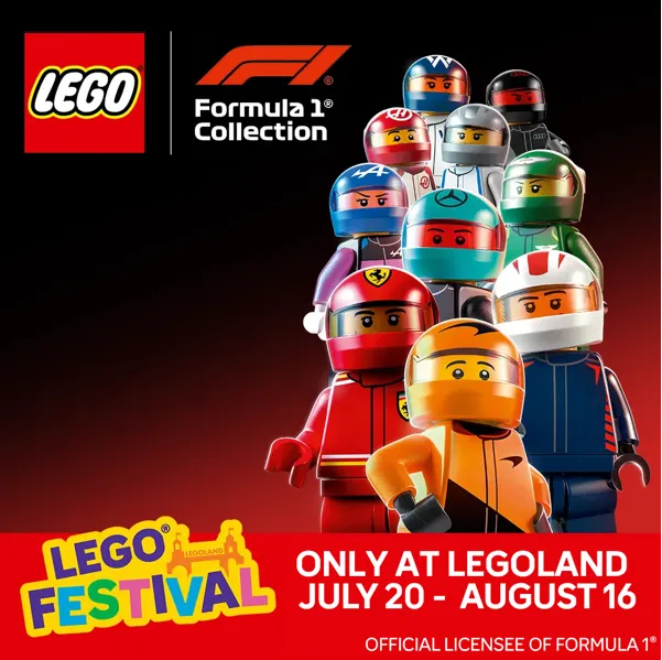 Promo for Formula 1 featuring several LEGO figures dressed as race car drivers