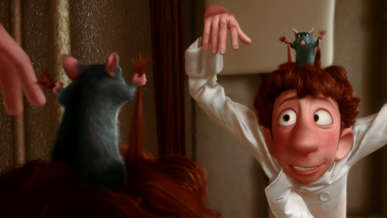Animated rat pulls on man's hair