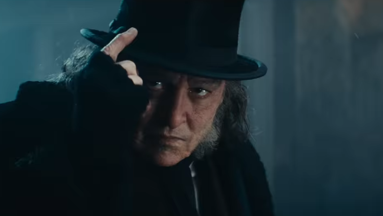 A sour-looking Scrooge