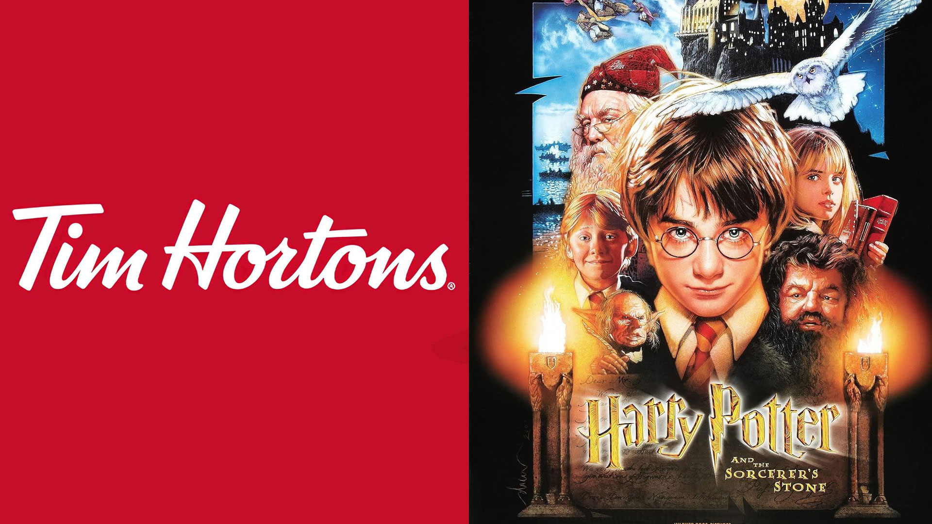 Tim-Hortons-Harry-Potter The Tim Hortons Logo beside the poster for Harry Potter and the Sorcerer's Stone