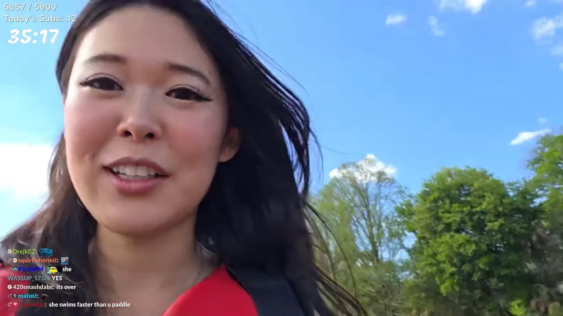 ExtraEmily on an outdoor live-stream