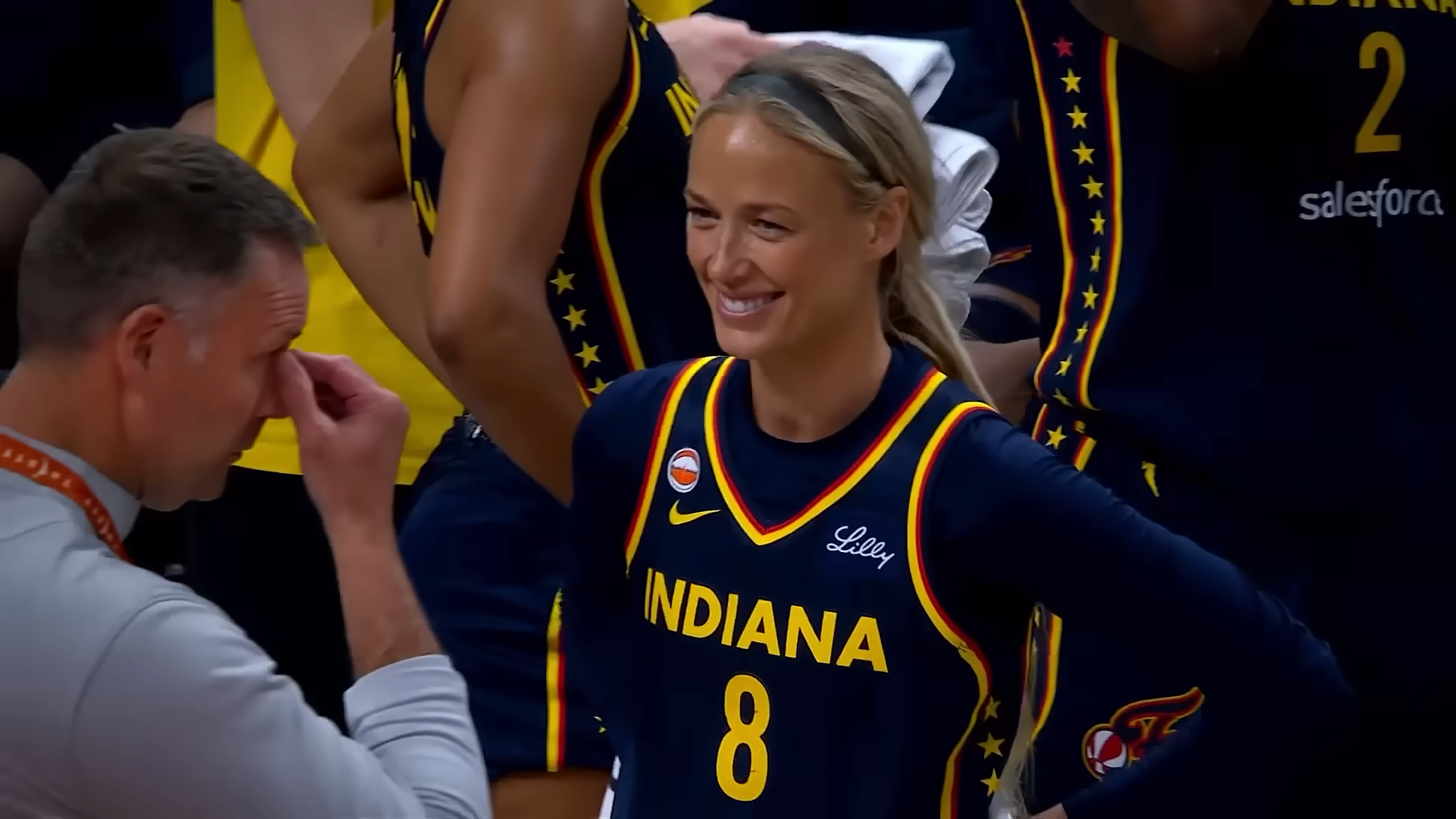 Sophie Cunningham laughing court side