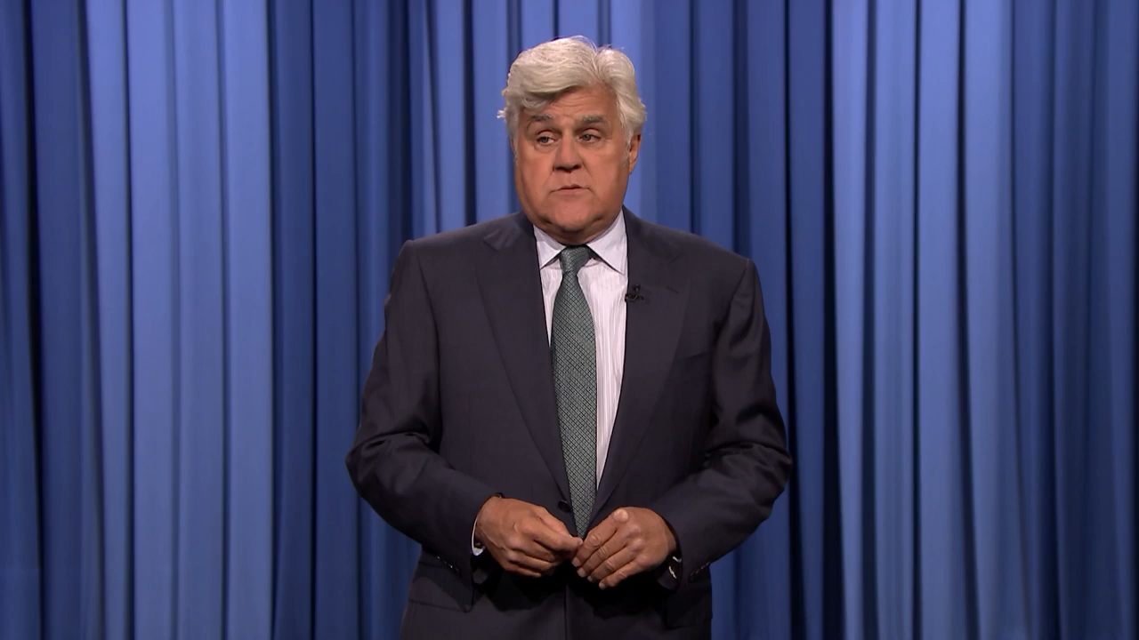 Jay Leno delivering a comedy monologue