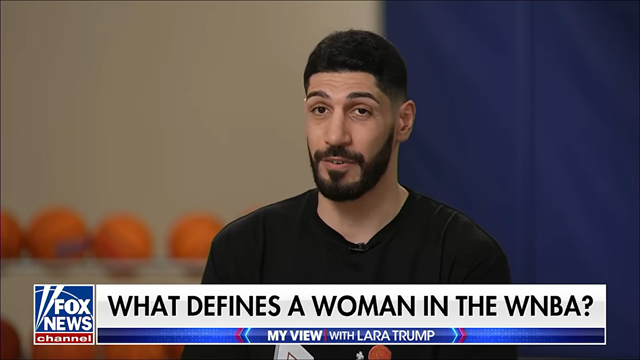 Enes Kanter Freedom seated for an interview