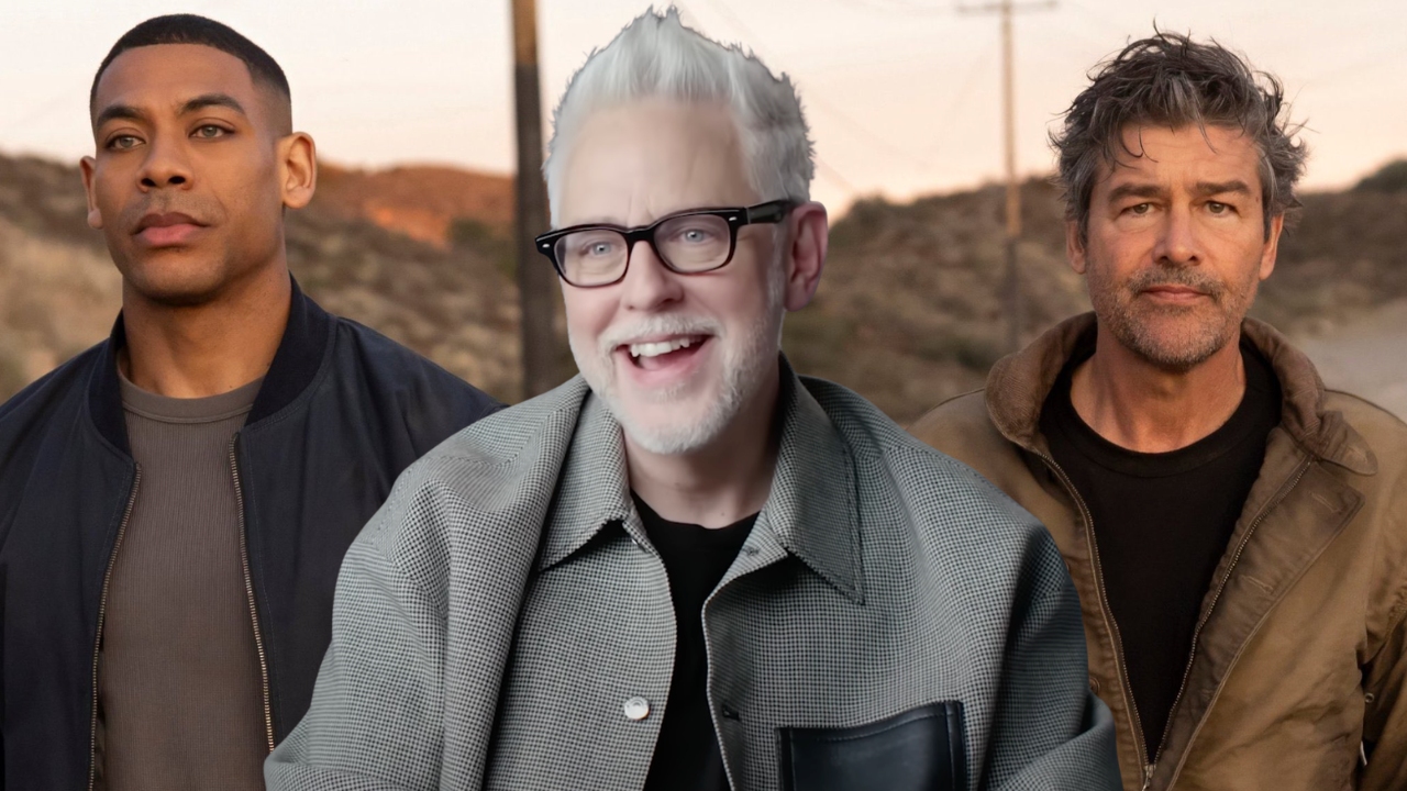James Gunn with John Stewart and Hal Jordan from Lanterns