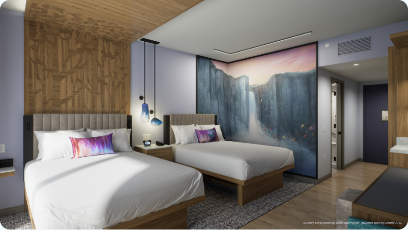 Art for hotel room with modern decor, minimalistic design with colorful accents
