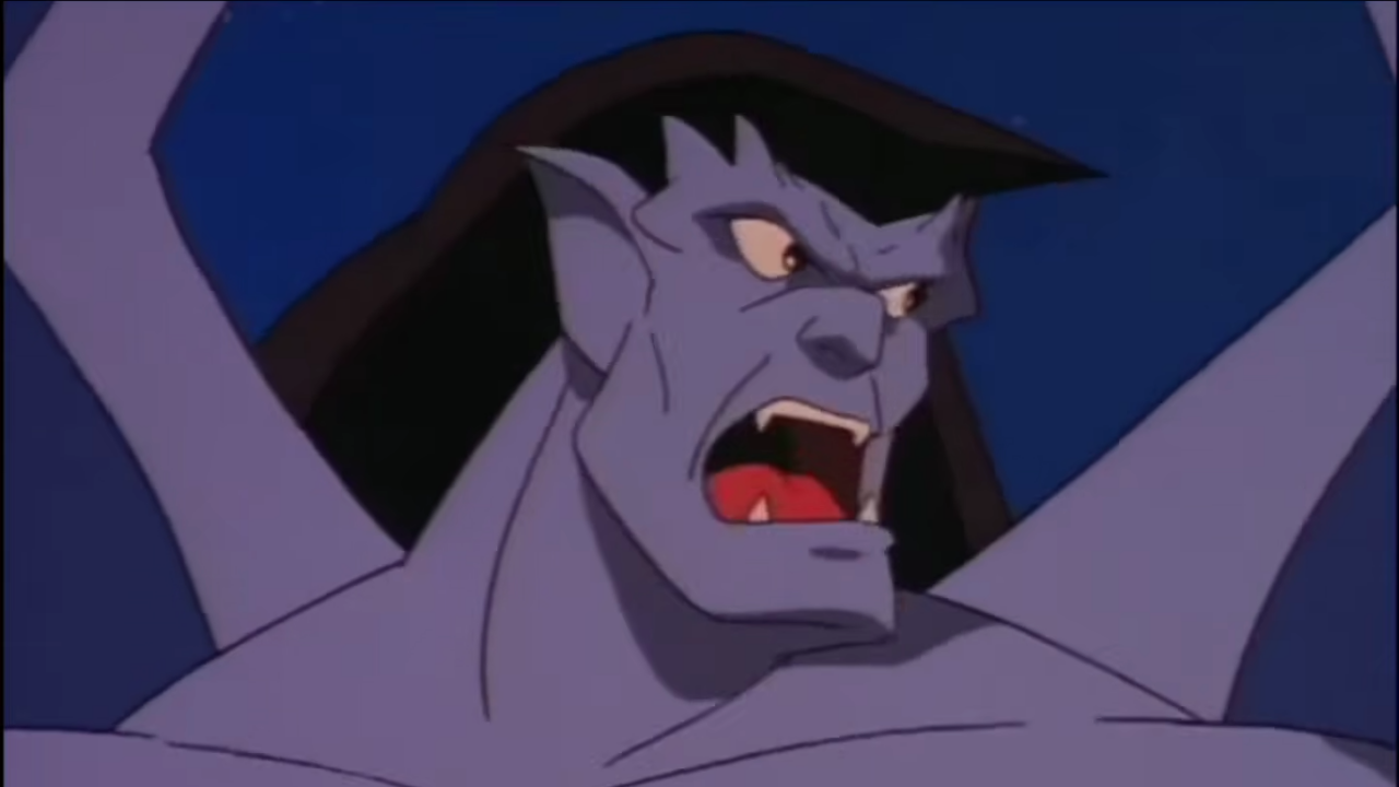 (296) GARGOYLES S1 EP1 AWAKENING 1 P3 _@RetroFunTV01_ 00-03-57 A cartoon gargoyle looking fierce