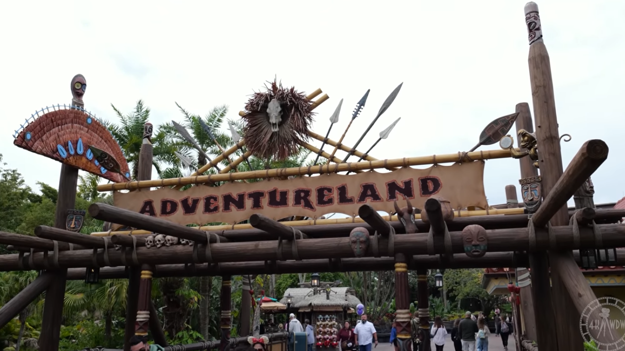 Wooden archway with tribal theming