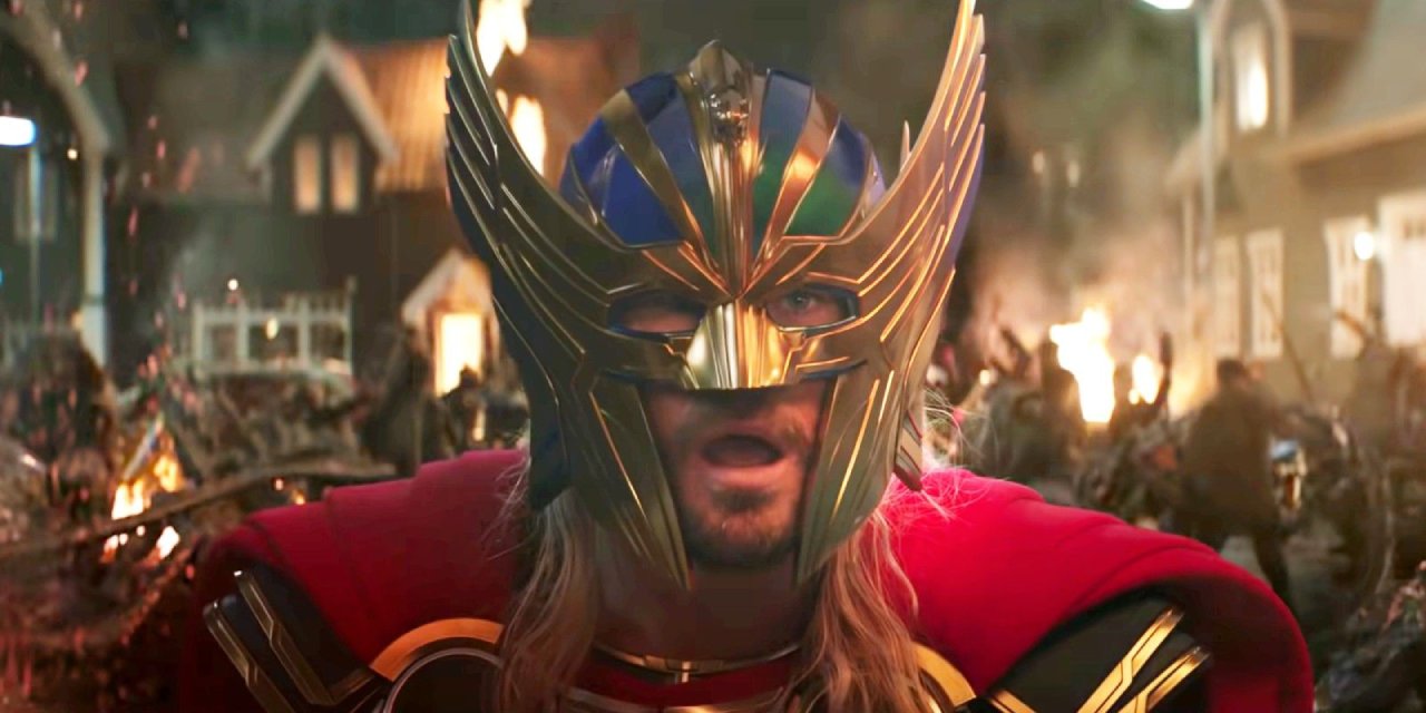 Thor in a face covering helmet