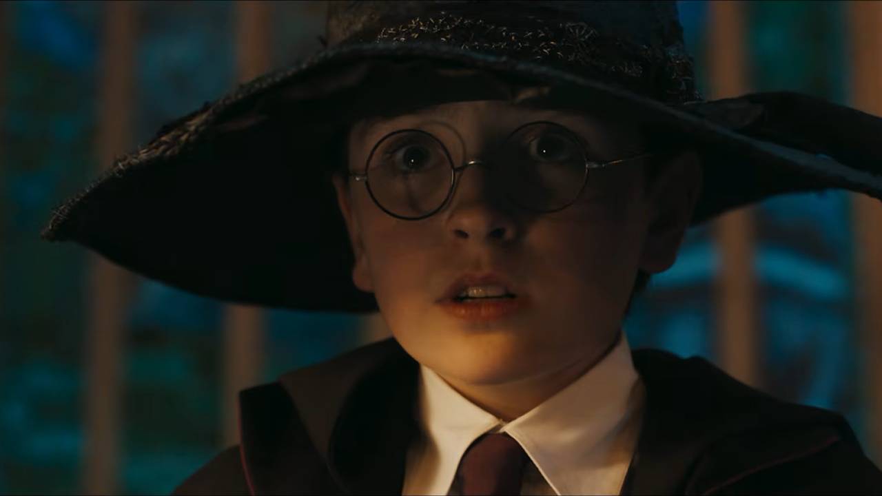 Harry Harry Potter wearing the Sorting Hat