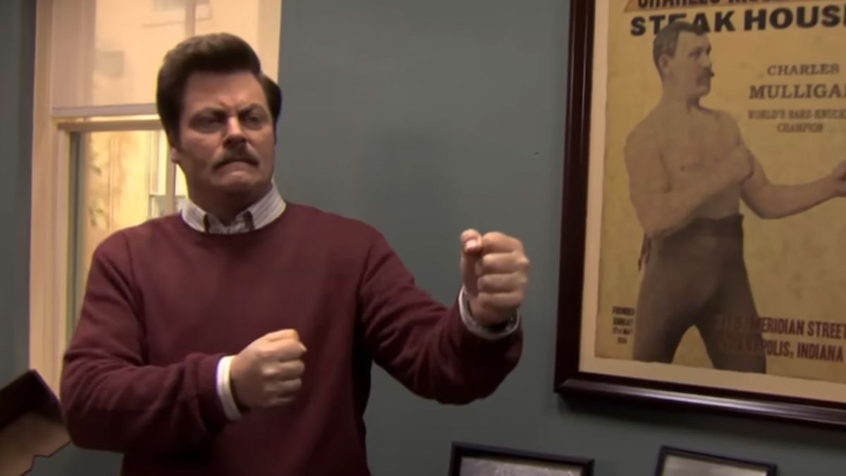 Ron Swanson posing
