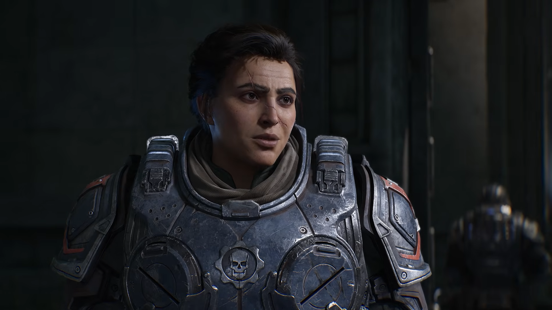 A female soldier in armor