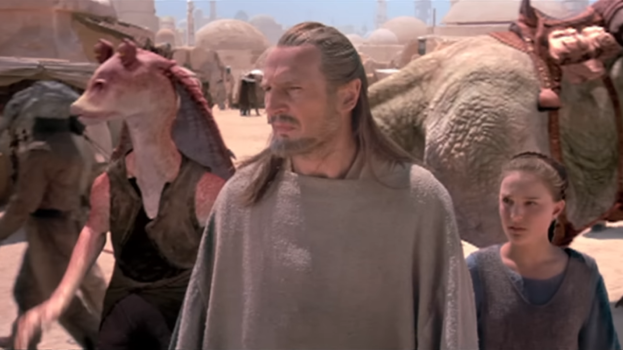 Jar Jar Binks, Qui-Gon Jinn, and Padmé Amidala