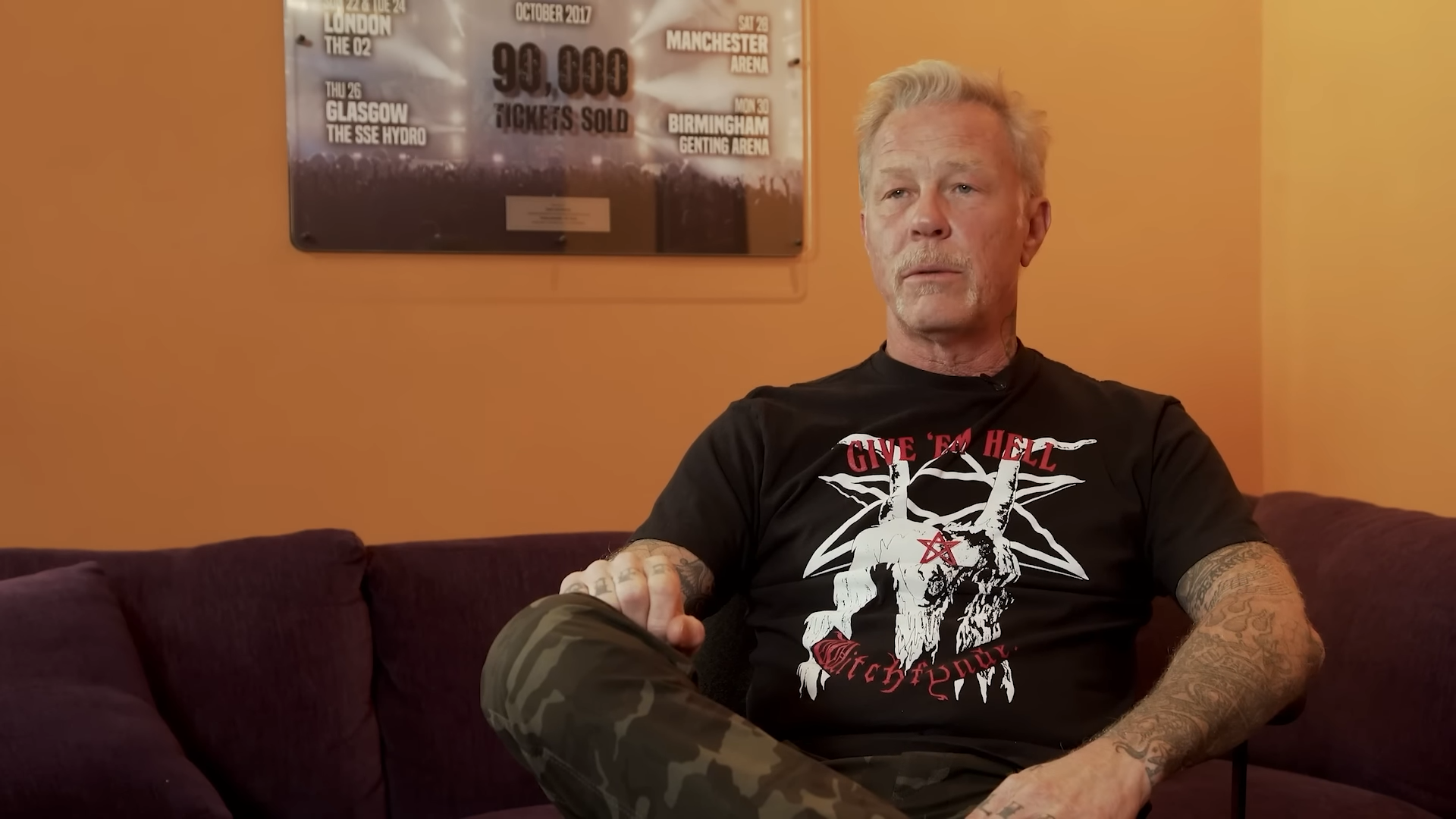 James Hetfield seated for an interview