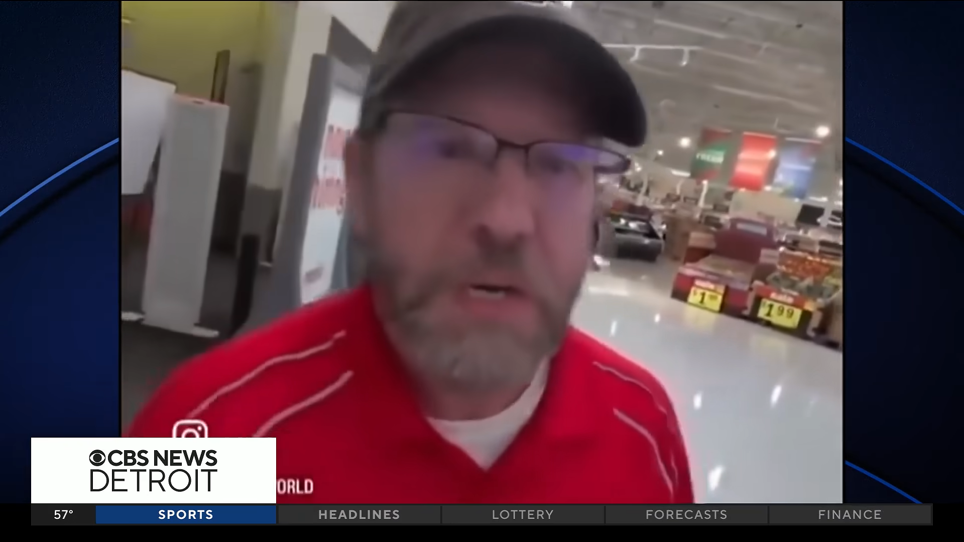 News clip of an angry and distressed man