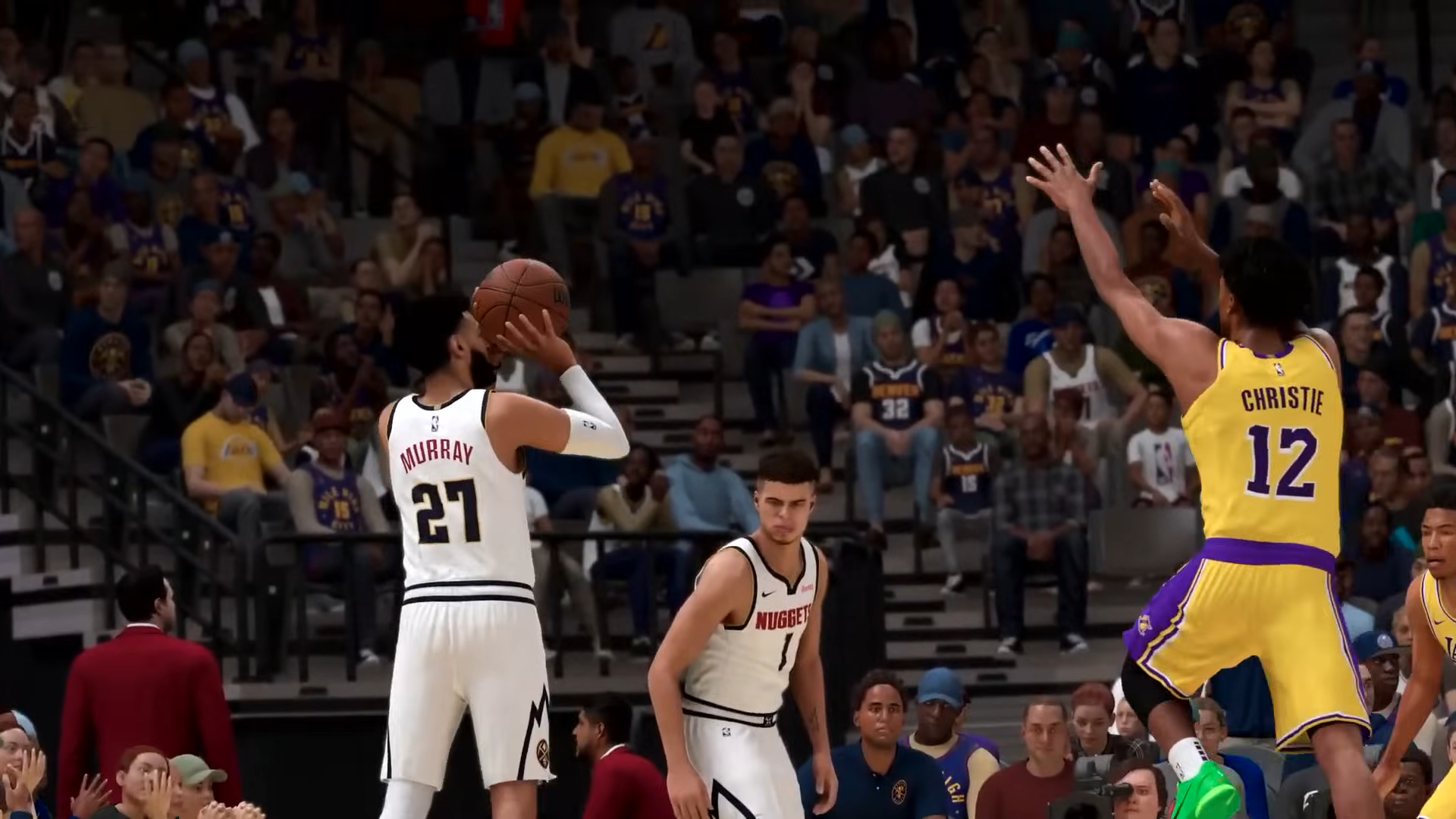 Video game image of basketball players