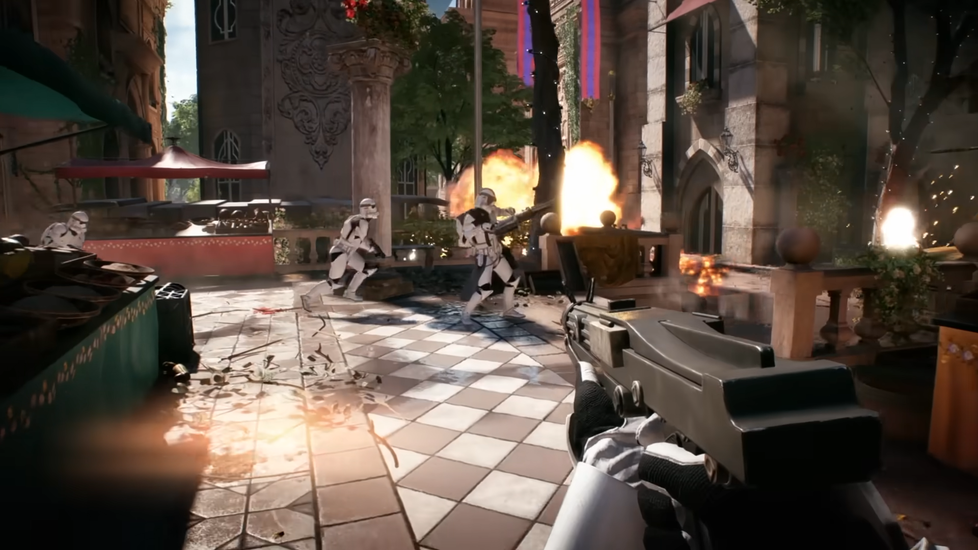 Storm Troopers attacking a building