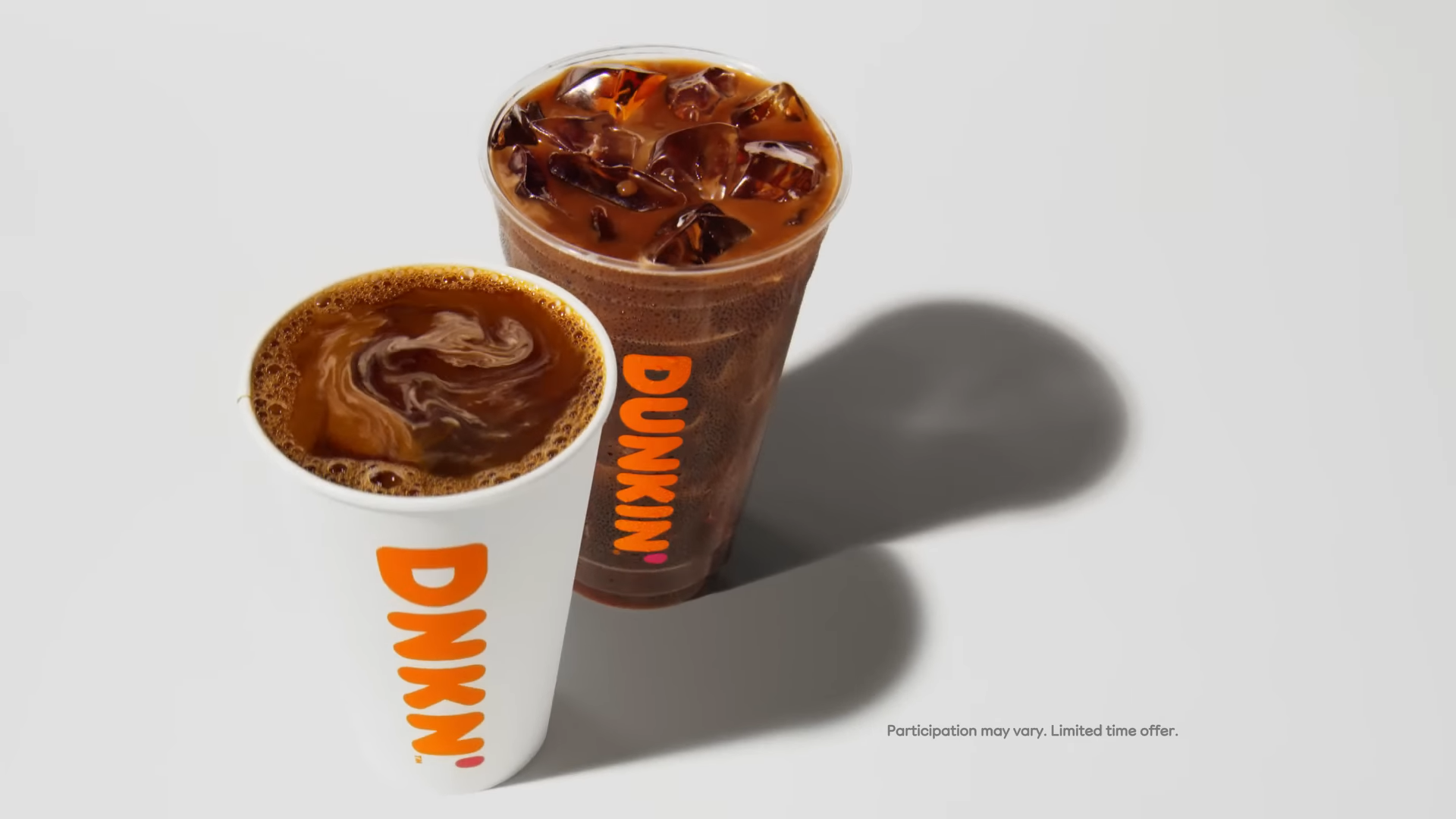 Two cups of Dunkin' Donuts' coffee