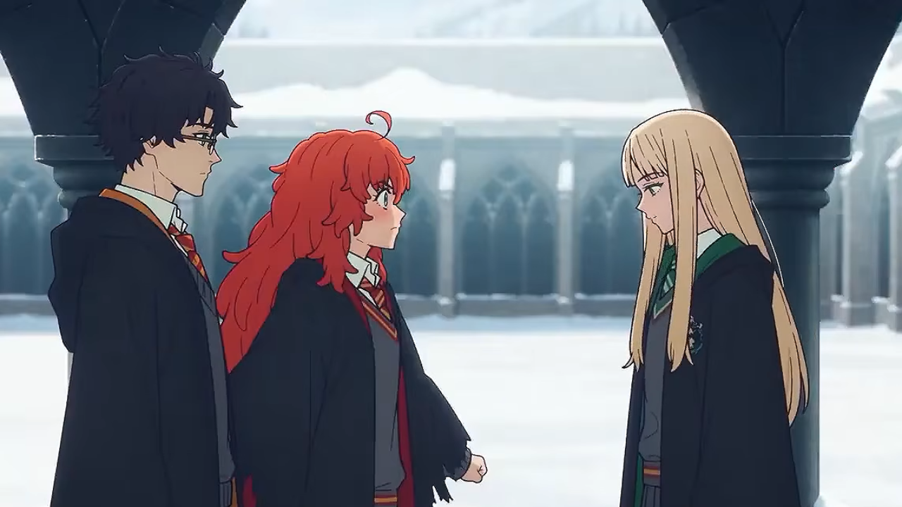 Anime-style Harry Potter with Draconia Malfoy